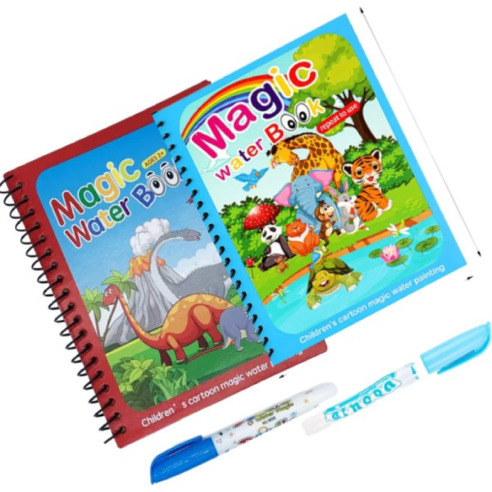 FUN4U - 2 Adet - Sihirli Özel Boyama Kitabı Dinazor ve Hayvanlar Alemi Okul Öncesi Eğitici & Öğretici Kitaplar Fiyatı