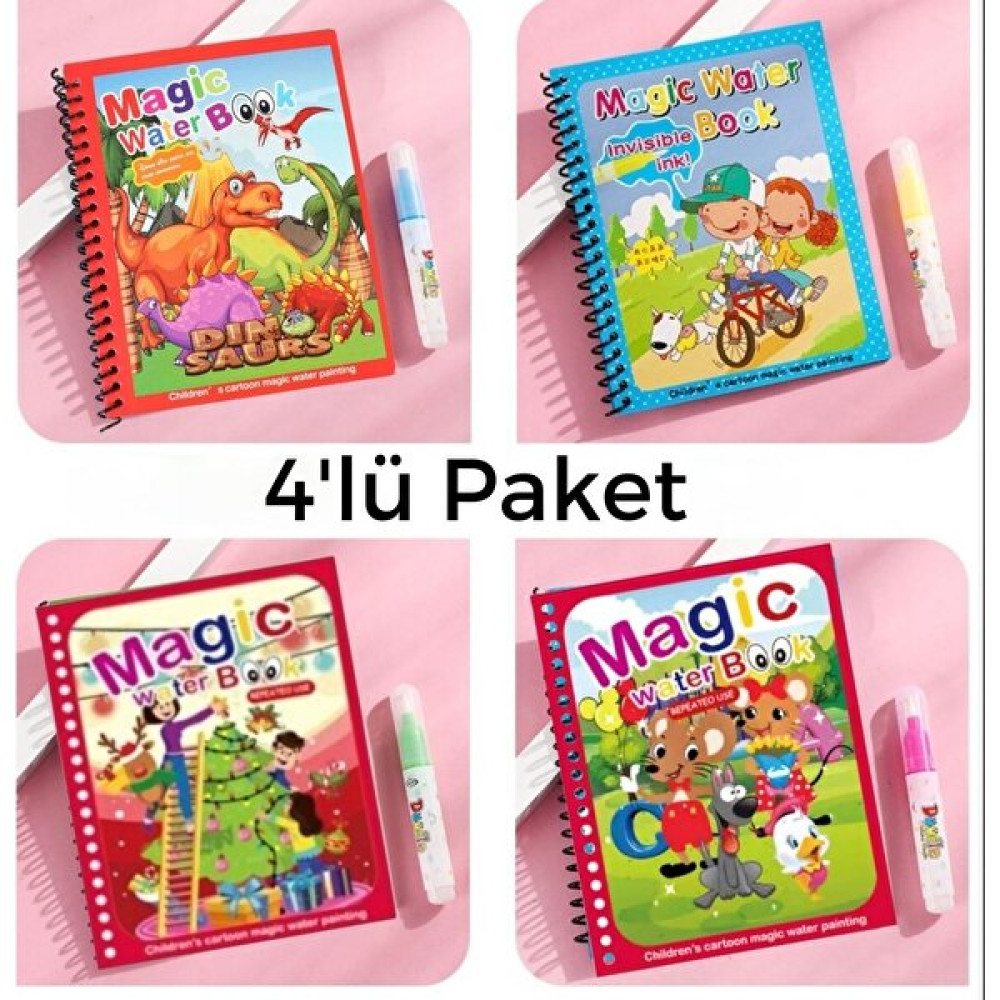 FUN4U- 4 Adet - Sihirli Özel Boyama Kitabı Dinazorlar, Dostluk, Christmas ve Sevimli Fareler Okul Öncesi Eğitici & Öğretici Kitaplar Fiyatı