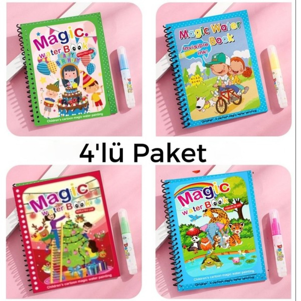 FUN4U- 4 Adet - Sihirli Özel Boyama Kitabı Doğum Günü, Dostluk, Christmas ve Hayvanlar Alemi Okul Öncesi Eğitici & Öğretici Kitaplar Fiyatı