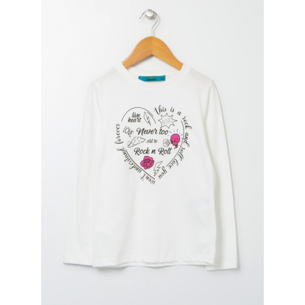 Funky Rocks Baskılı Ekru Kız Çocuk T-Shirt Drg-17 Bayan T-shirt Fiyatı