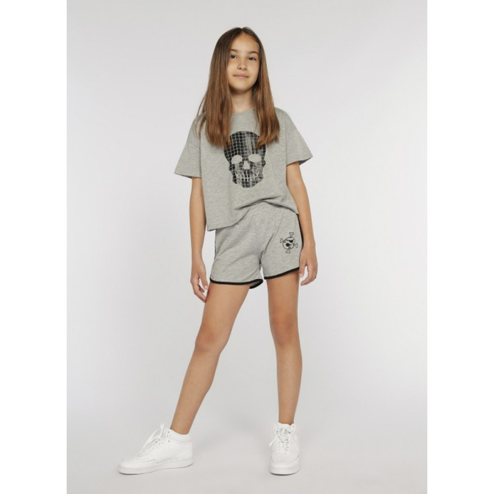 Funky Rocks DRG-32 Bisiklet Yaka Standart Kalıp Baskılı Gri Melanj Kız Çocuk T-Shirt Kız Çocuk T-shirt Fiyatı
