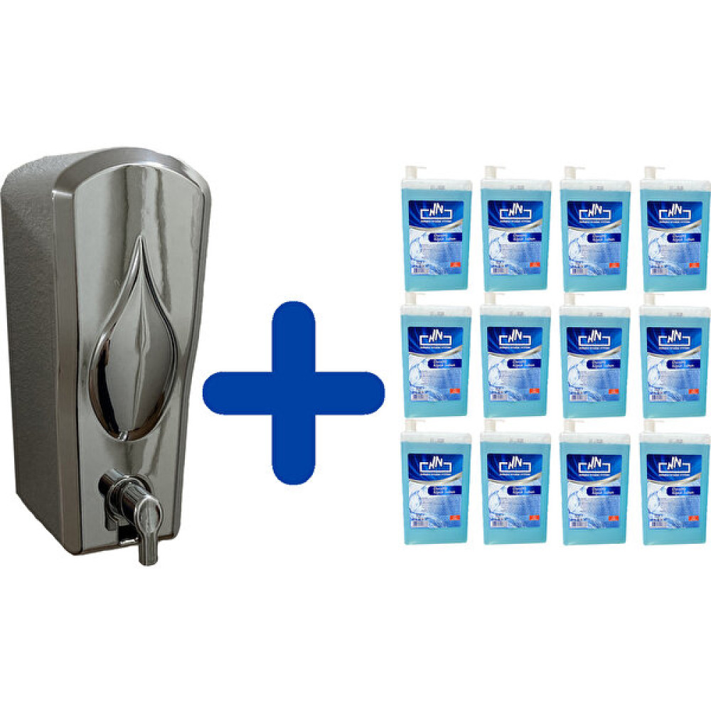Funny 12 Adet/ 1 L Köpük Sabun Kartuşu + Dispenser - Mat Krom Sabunluk Fiyatı
