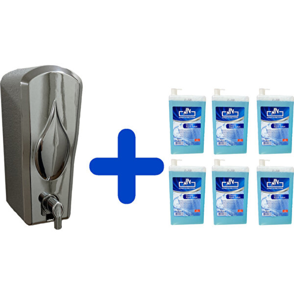 Funny 6 Adet/ 1 L Köpük Sabun Kartuşu + Dispenser - Mat Krom Sabunluk Fiyatı