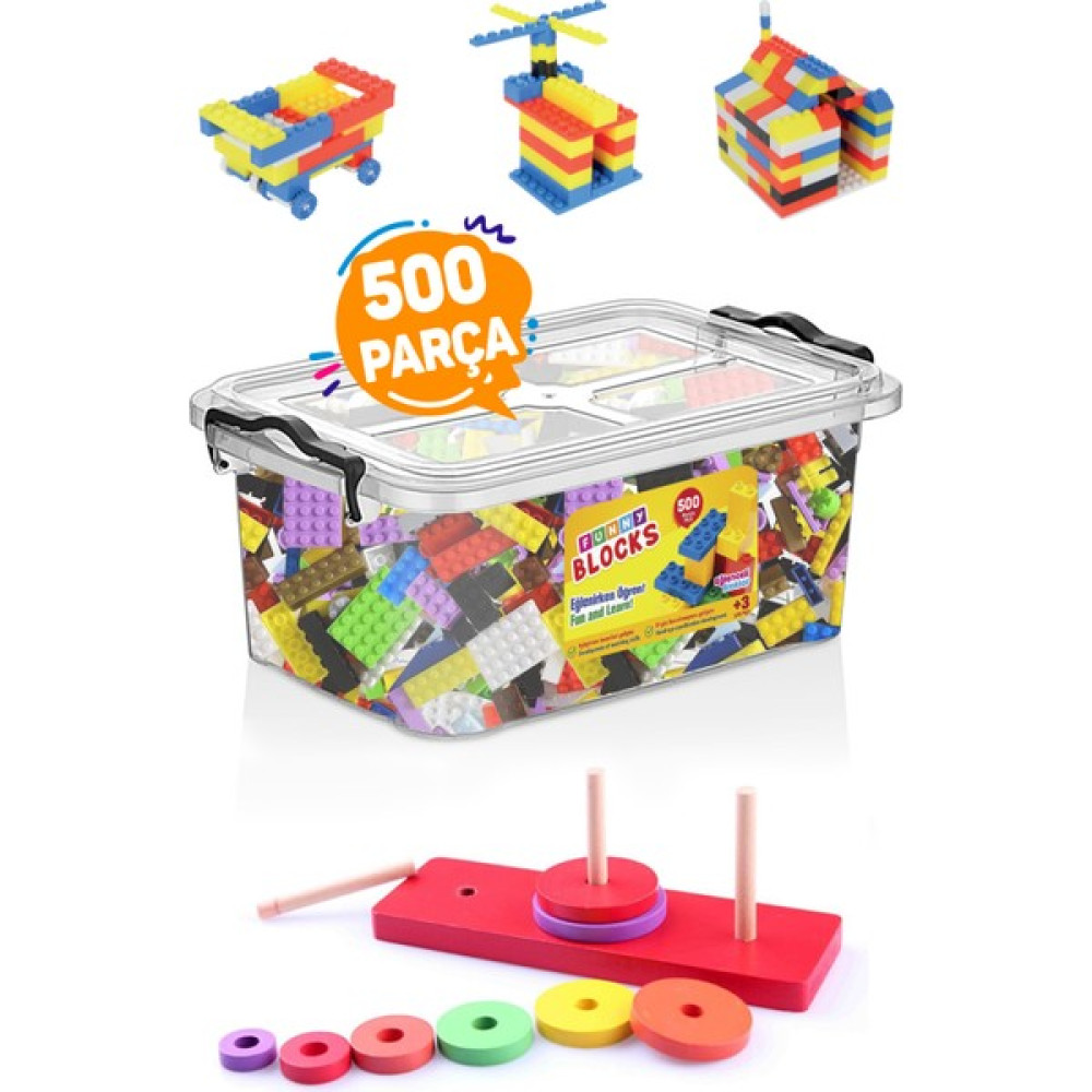 Funny Blocks LEGO Mikro Blok 500 Parça Plastik Kutulu ve Hanoi Kuleleri Legolar ( Yapım Oyuncakları ) Fiyatı
