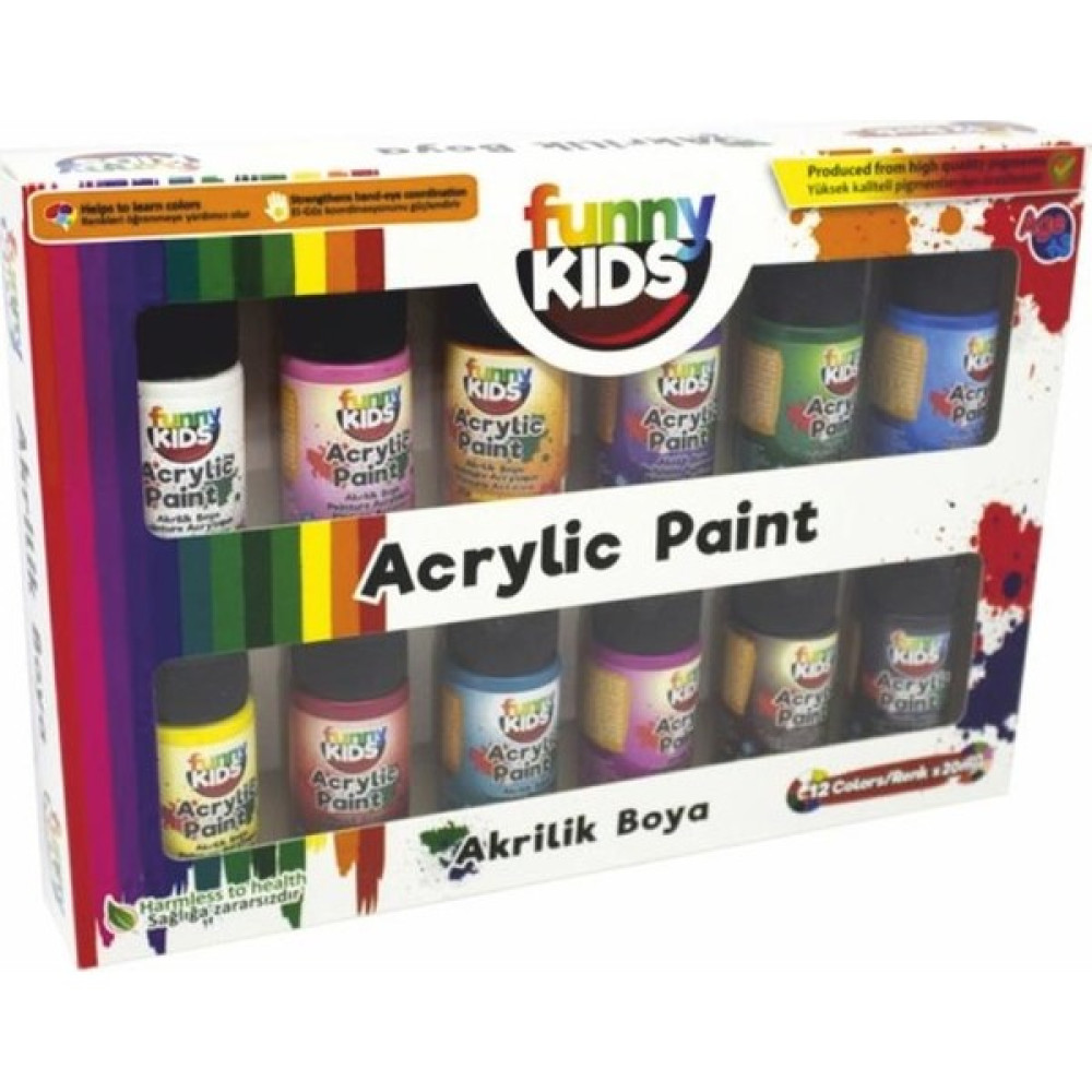 Funny Kids Akrilik Boya 12'li Set 20 ml 1950 Akrilik Boya Fiyatı
