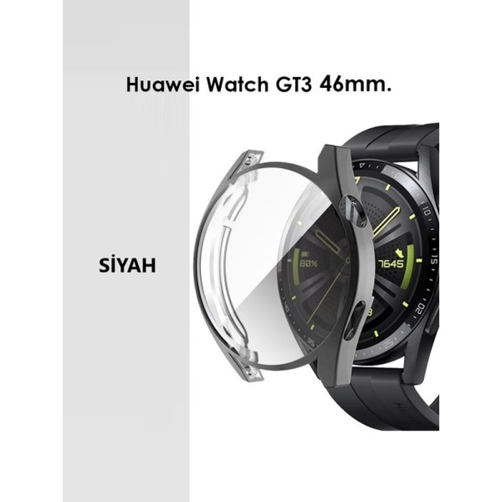 Furenfa Huawei Watch Gt 3 (46MM) Ekran Koruyucu + Kasa Koruyucu Yüksek Kalite - Siyah Giyilebilir Teknoloji Aksesuarları Fiyatı