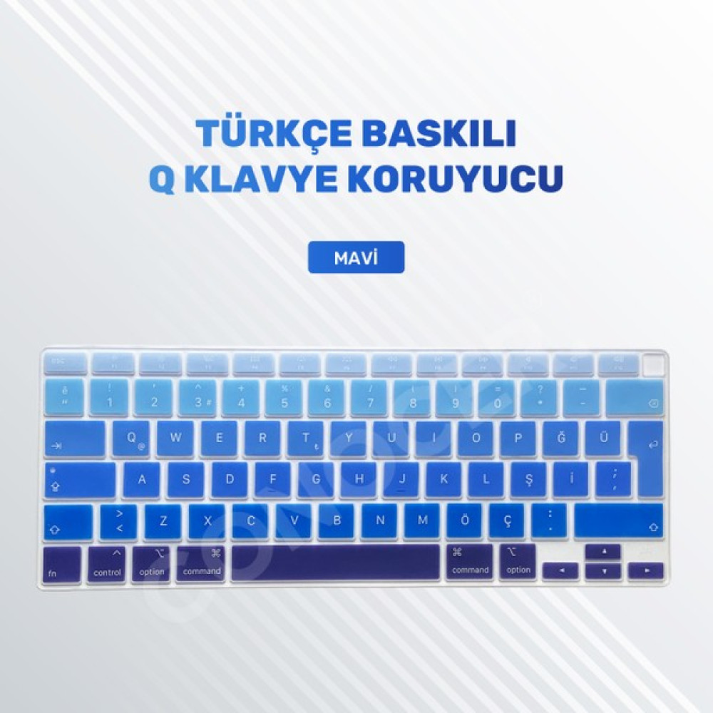 Furenfa Macbook Air 2020 13 Inc M1 A2337 / A2179 Uyumlu Türkçe Q Klavye Slim Şeffaf Klavye Koruyucu Kılıf - Mavi Tablet Pc Aksesuarları Fiyatı