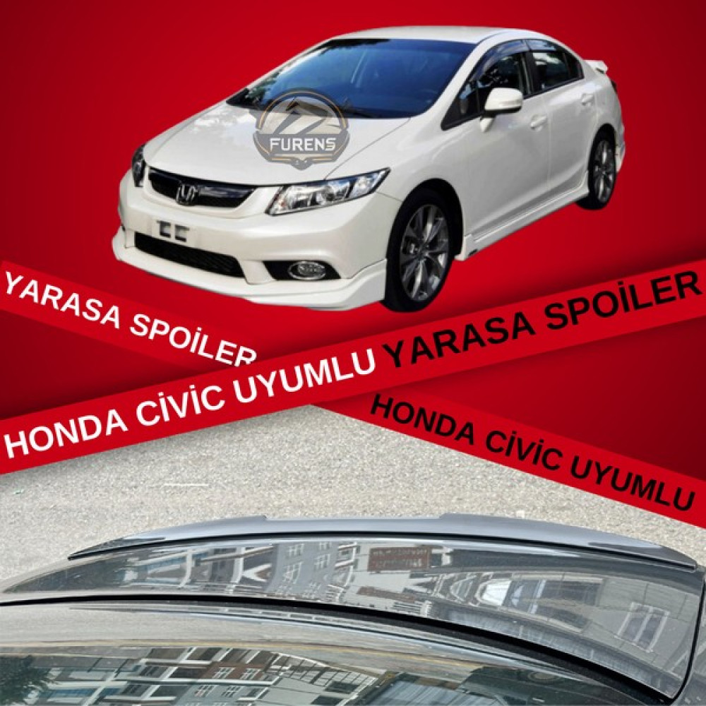 Furens Honda Civic Fb7 Bagaj Üstü Slim Yarasa Spoiler Piano Black Parlak Siyah Oto Boyaları Fiyatı