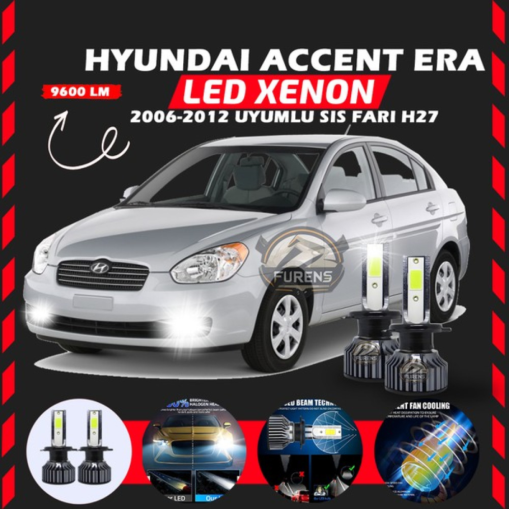 Furens Hyundai Accent Era 2006-2012 Sis Farı Uyumlu Şimşek Etkili LED Xenon Pro Series H27 - 1 - Beyaz Oto Boyaları Fiyatı