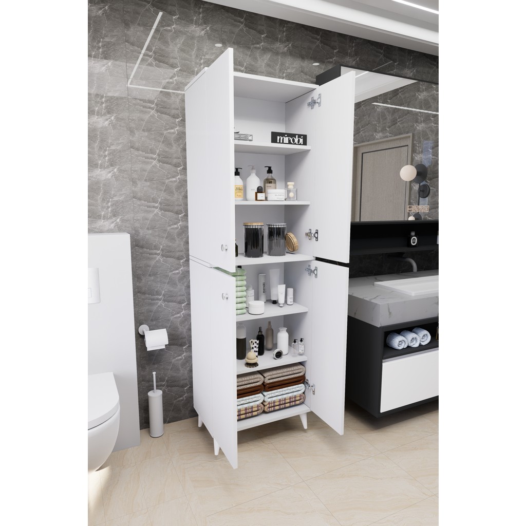 Furex 6 Raflı 2 Kapaklı Çok Amaçlı Banyo Dolabı Beyaz Banyo Dolabı / Mobilyası Fiyatı