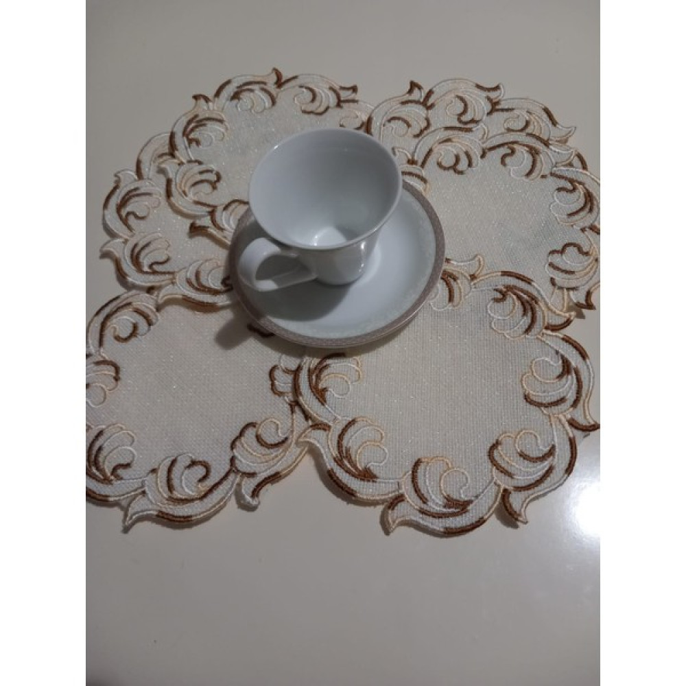 Furkan Nakış Kahve Sunum Pecetesi Nakışlı - 15 x 15 cm - Açık Bej Amerikan Servis Fiyatı