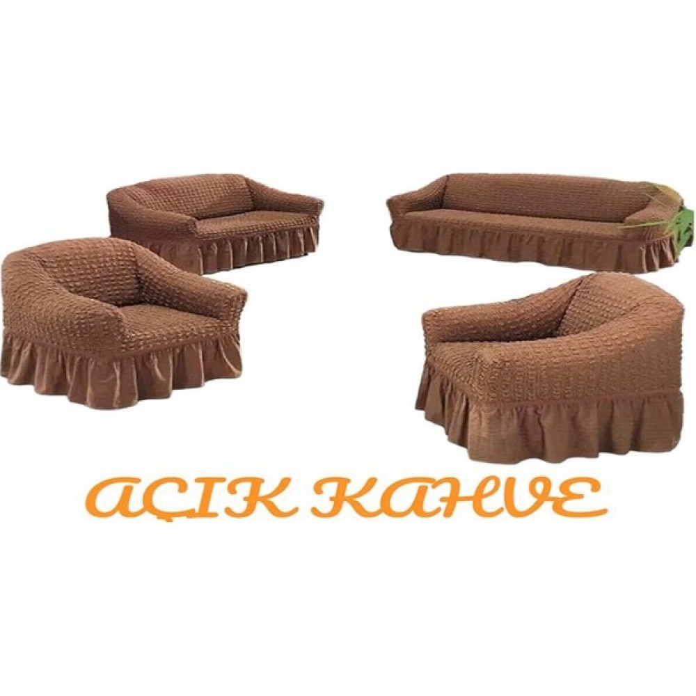 Furkan Ticaret Bürümcük Koltuk 3211 Kanepe Çekyat Örtüsü Koltuk Kılıfı BIR3LÜ-BIR 2li- Iki Tekli - 180 x 230 cm - Açık Kahverengi Koltuk & Kanepe Örtüsü Fiyatı