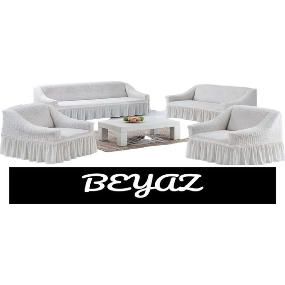 Furkan Ticaret Bürümcük Koltuk 3211 Kanepe Çekyat Örtüsü Koltuk Kılıfı BIR3LÜ-BIR 2li- Iki Tekli - 180 x 230 cm - Beyaz Koltuk & Kanepe Örtüsü Fiyatı