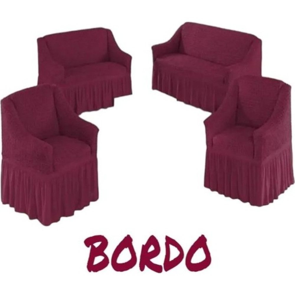 Furkan Ticaret Bürümcük Koltuk 3211 Kanepe Çekyat Örtüsü Koltuk Kılıfı BIR3LÜ-BIR 2li- Iki Tekli - 180 x 230 cm - Bordo Koltuk & Kanepe Örtüsü Fiyatı