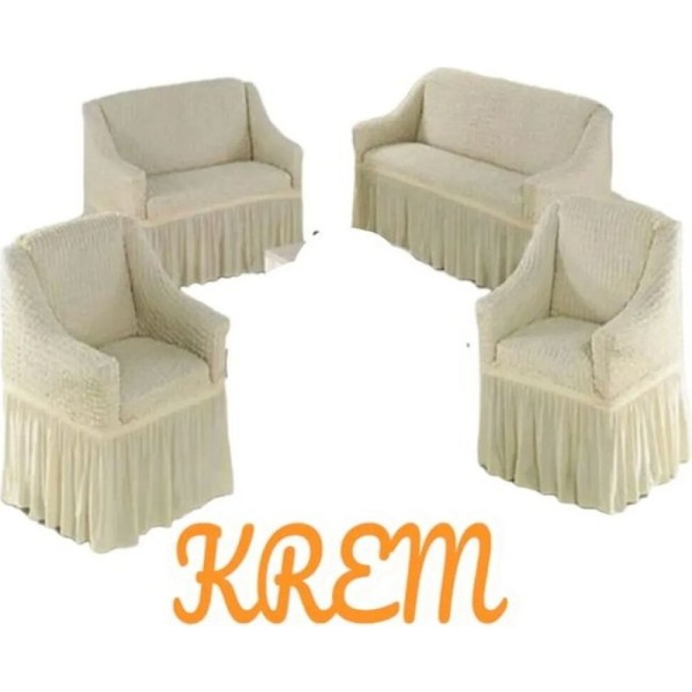 Furkan Ticaret Bürümcük Koltuk 3211 Kanepe Çekyat Örtüsü Koltuk Kılıfı BIR3LÜ-BIR 2li- Iki Tekli - 180 x 230 cm - Krem Koltuk & Kanepe Örtüsü Fiyatı