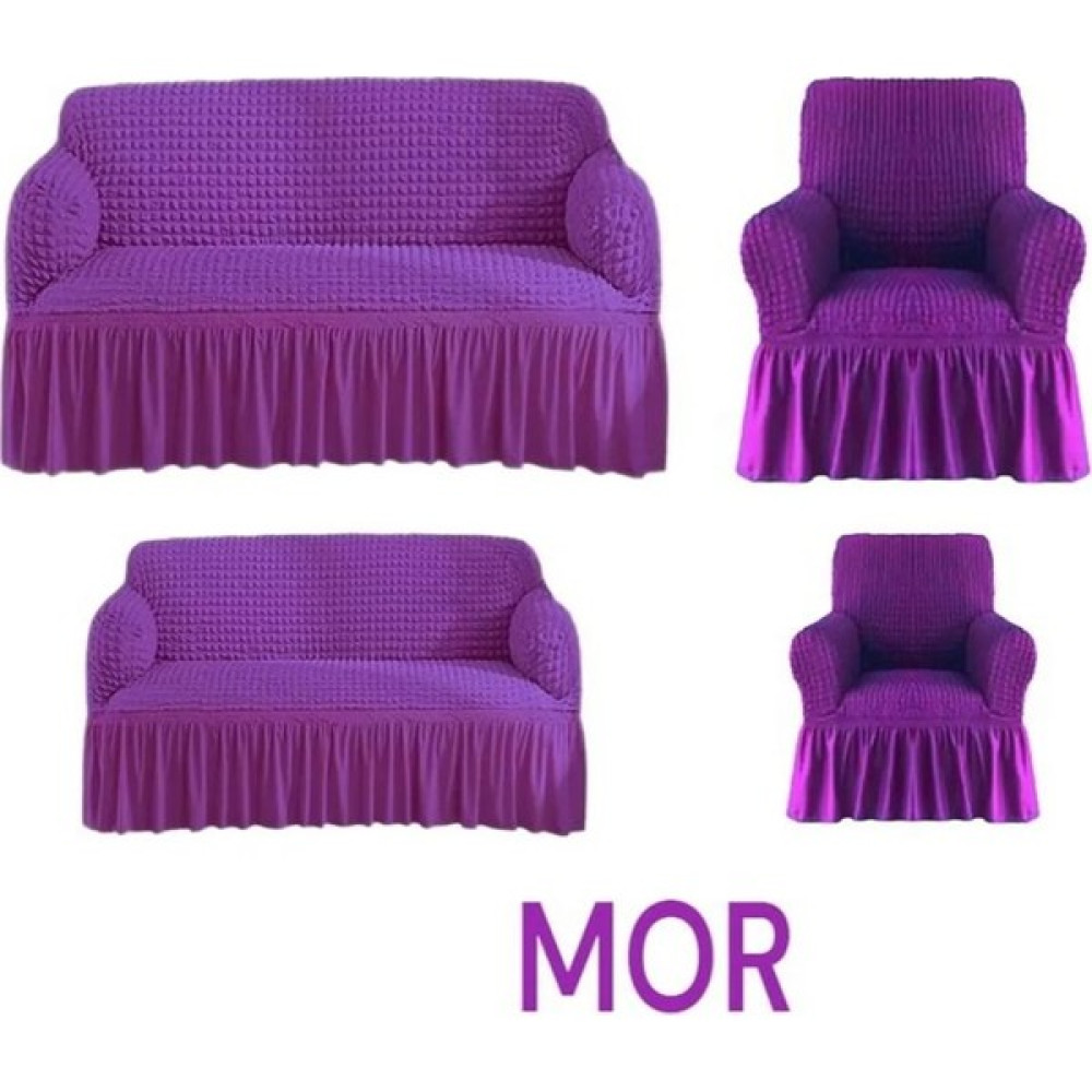 Furkan Ticaret Bürümcük Koltuk 3211 Kanepe Çekyat Örtüsü Koltuk Kılıfı BIR3LÜ-BIR 2li- Iki Tekli - 180 x 230 cm - Mor Koltuk & Kanepe Örtüsü Fiyatı