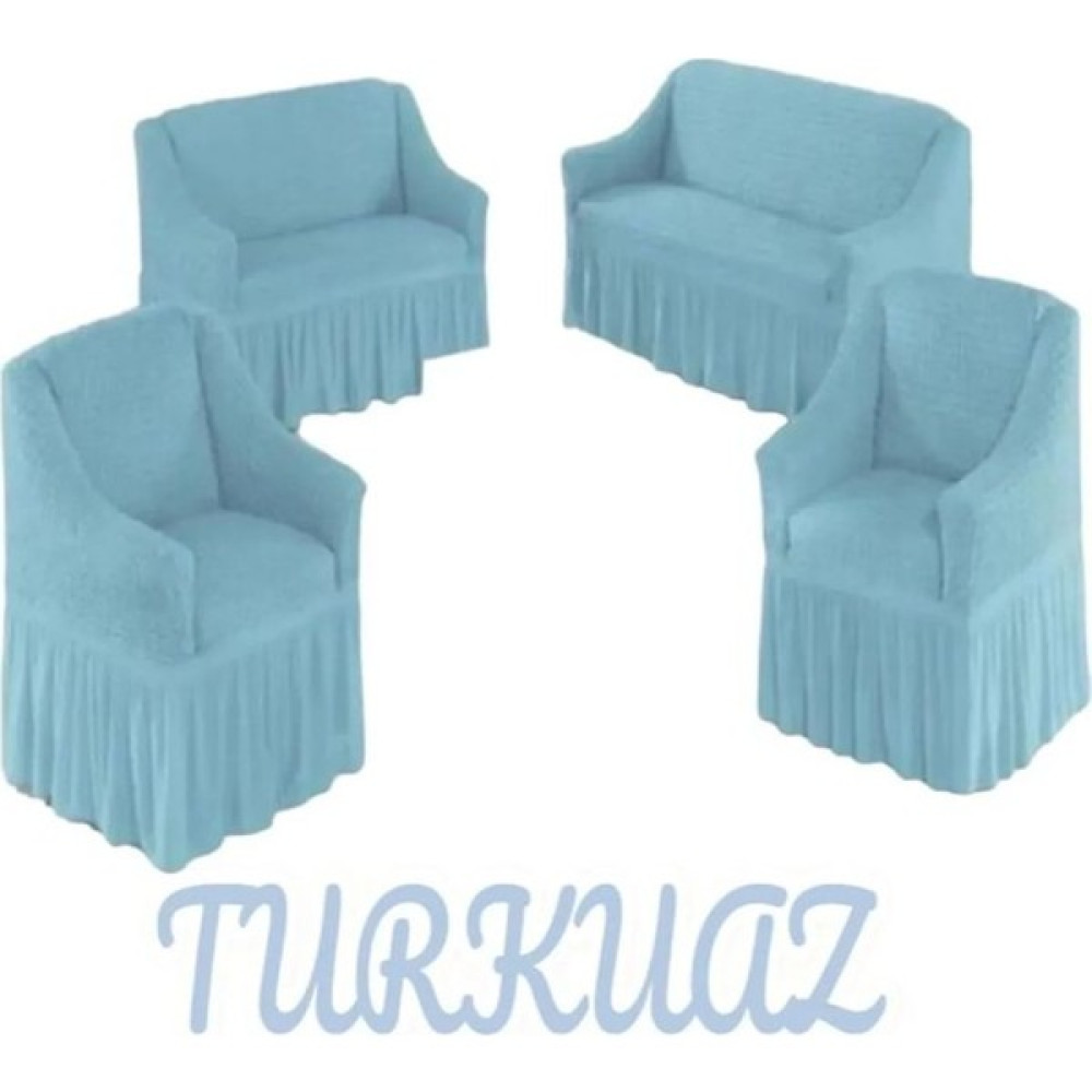 Furkan Ticaret Bürümcük Koltuk 3211 Kanepe Çekyat Örtüsü Koltuk Kılıfı BIR3LÜ-BIR 2li- Iki Tekli - 180 x 230 cm - Turkuaz Koltuk & Kanepe Örtüsü Fiyatı