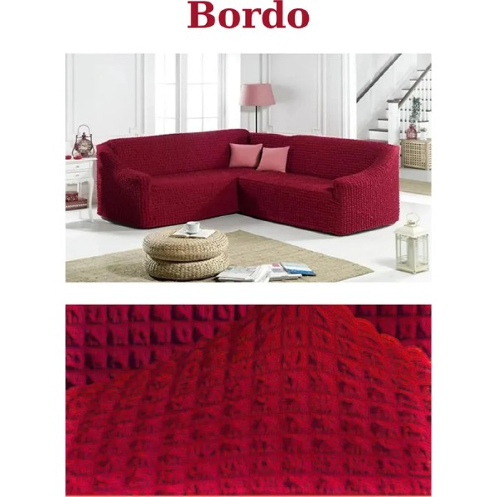 Furkan Ticaret Bürümcük Kumaş, Eteksiz L Köşe Koltuk Örtüsü 1 Adet Esnek, Lastikli, Süngerli L Koltuk Kılıfı - Bordo - 180 x 230 cm Koltuk & Kanepe Örtüsü Fiyatı