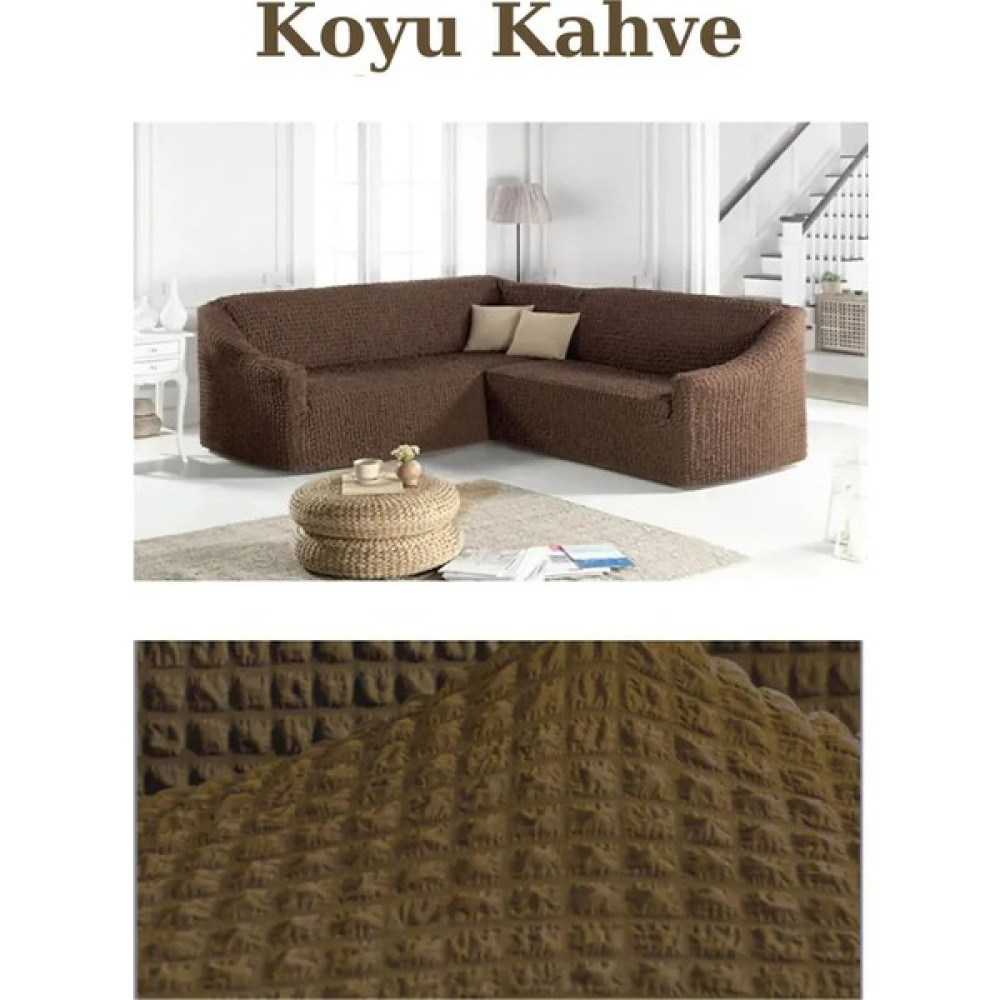 Furkan Ticaret Bürümcük Kumaş, Eteksiz L Köşe Koltuk Örtüsü 1 Adet Esnek, Lastikli, Süngerli L Koltuk Kılıfı - Koyu Kahve - 180 x 230 cm Koltuk & Kanepe Örtüsü Fiyatı