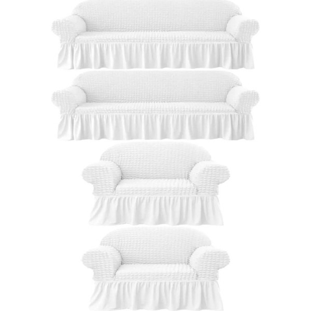 Furkan Ticaret Bürümcük Lastikli Kanepe Örtüsü Likralı Koltuk Örtüsü Iki 3lü Iki Tekli Çekyat Örtüsü - 180 x 230 cm - Beyaz Koltuk & Kanepe Örtüsü Fiyatı