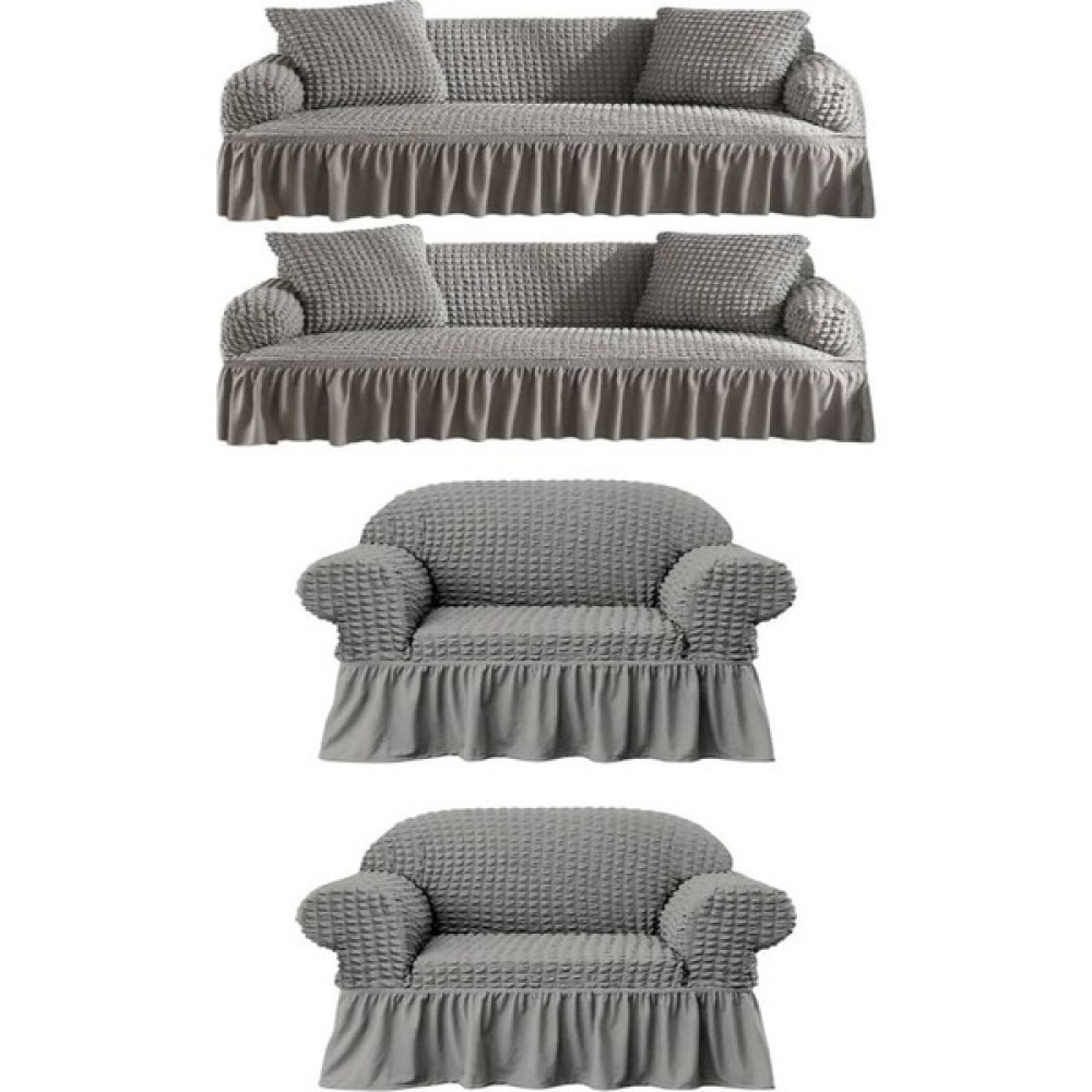 Furkan Ticaret Bürümcük Lastikli Kanepe Örtüsü Likralı Koltuk Örtüsü Iki 3lü Iki Tekli Çekyat Örtüsü - 180 x 230 cm - Gri Koltuk & Kanepe Örtüsü Fiyatı