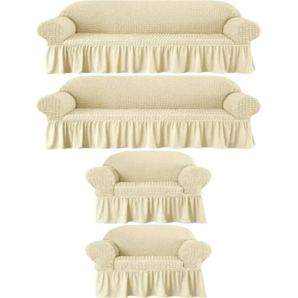 Furkan Ticaret Bürümcük Lastikli Kanepe Örtüsü Likralı Koltuk Örtüsü Iki 3lü Iki Tekli Çekyat Örtüsü - 180 x 230 cm - Krem Koltuk & Kanepe Örtüsü Fiyatı