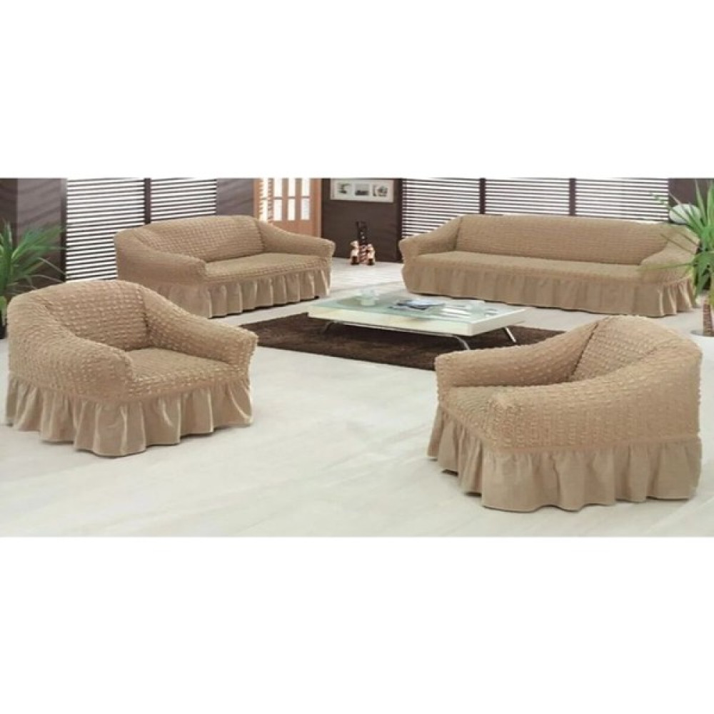 Furkan Ticaret Bürümcük Lastikli Kanepe Örtüsü Likralı Koltuk Örtüsü Iki 3lü Iki Tekli Çekyat Örtüsü - 180 x 230 cm - Kum Koltuk & Kanepe Örtüsü Fiyatı