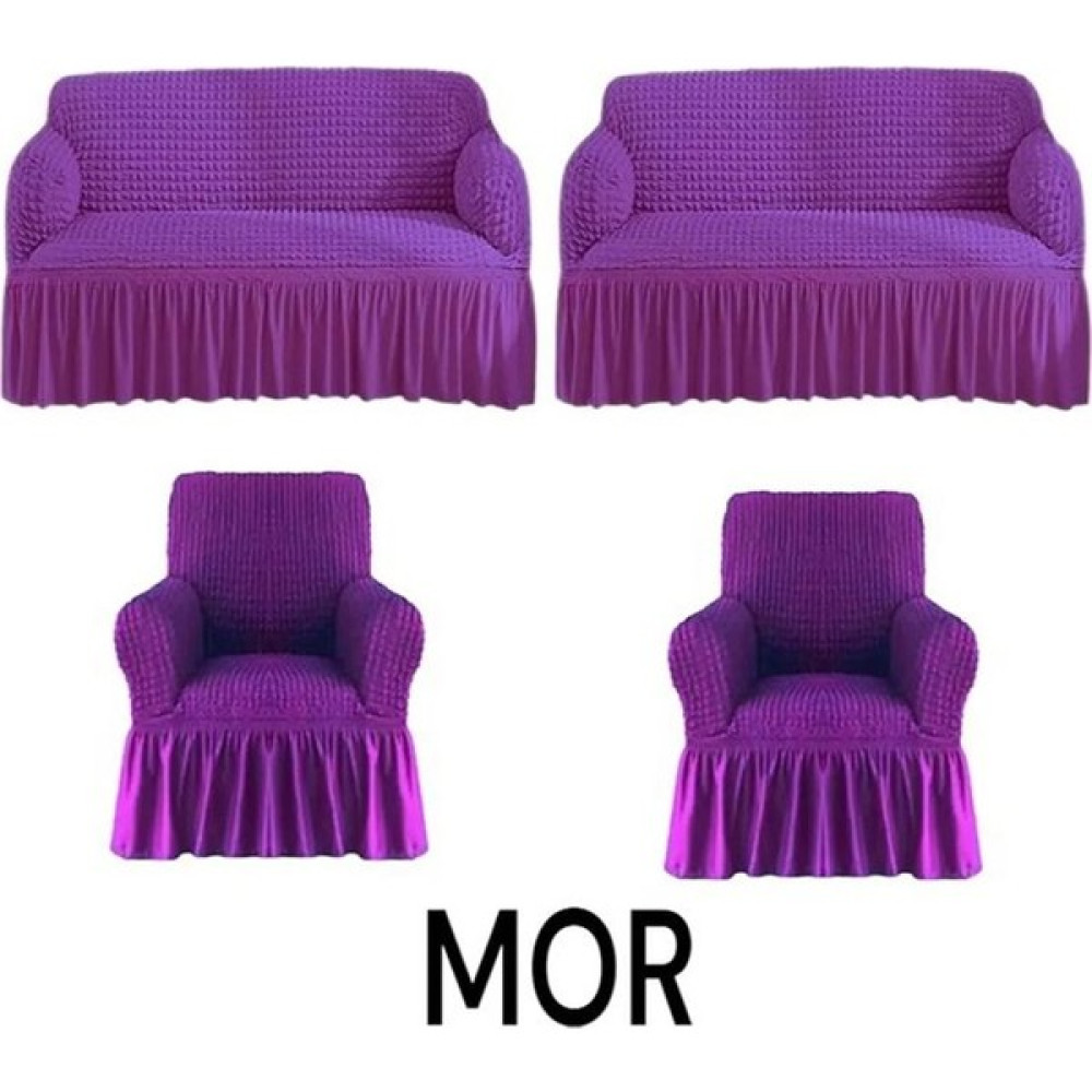 Furkan Ticaret Bürümcük Lastikli Kanepe Örtüsü Likralı Koltuk Örtüsü Iki 3lü Iki Tekli Çekyat Örtüsü - 180 x 230 cm - Mor Koltuk & Kanepe Örtüsü Fiyatı