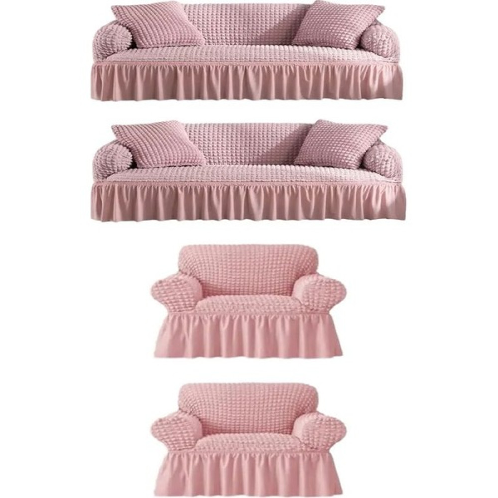 Furkan Ticaret Bürümcük Lastikli Kanepe Örtüsü Likralı Koltuk Örtüsü Iki 3lü Iki Tekli Çekyat Örtüsü - 180 x 230 cm - Pudra Koltuk & Kanepe Örtüsü Fiyatı