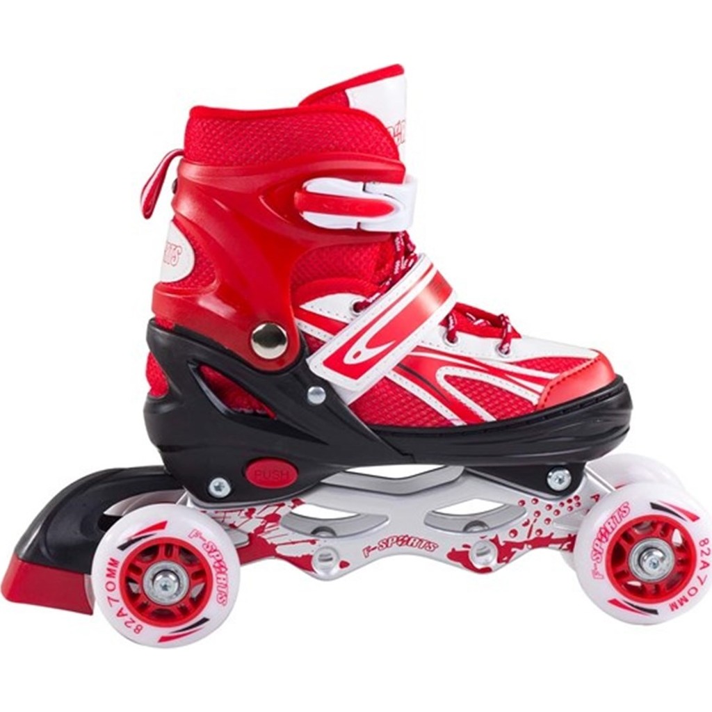 Furkan Toys F-Sports Kırmızı Ayarlabilir 2+2 Işıklı Metal Alıştırma Pateni Çanta Paten Fiyatı