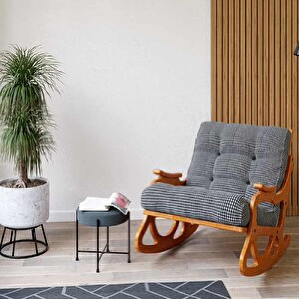Furmet Modüler Cozy Sallanan Sandalye ve Dinlenme Koltuğu ve Berjer ve Tv Koltuğu / Siyah Kazayağı Minder Tekli Koltuk & Berjer Fiyatı