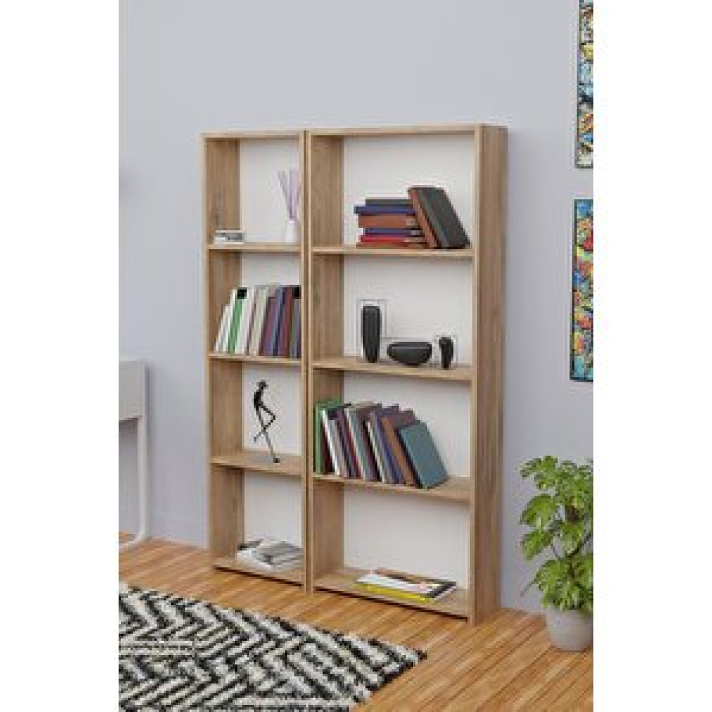Furnature Design 5 Raflı Kitaplık Seti Arkalıklı 1 Dar 1 Geniş Raf Kütüphane 170 Cm Atlantik Çam Kitaplık Fiyatı