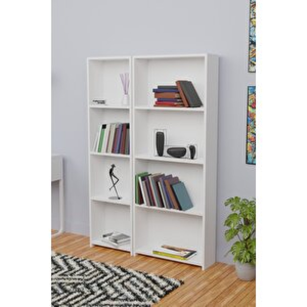 Furnature Design 5 Raflı Kitaplık Seti Arkalıklı 1 Dar 1 Geniş Raf Kütüphane 170 Cm Beyaz Kitaplık Fiyatı