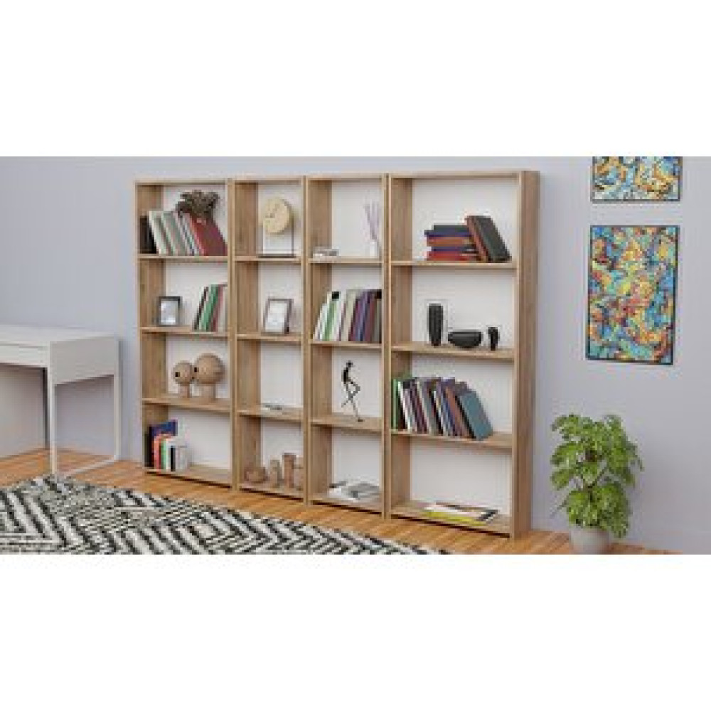 Furnature Design 5 Raflı Kitaplık Seti Arkalıklı 2 Dar 2 Geniş Raf Kütüphane 170 Cm Atlantik Çam Kitaplık Fiyatı
