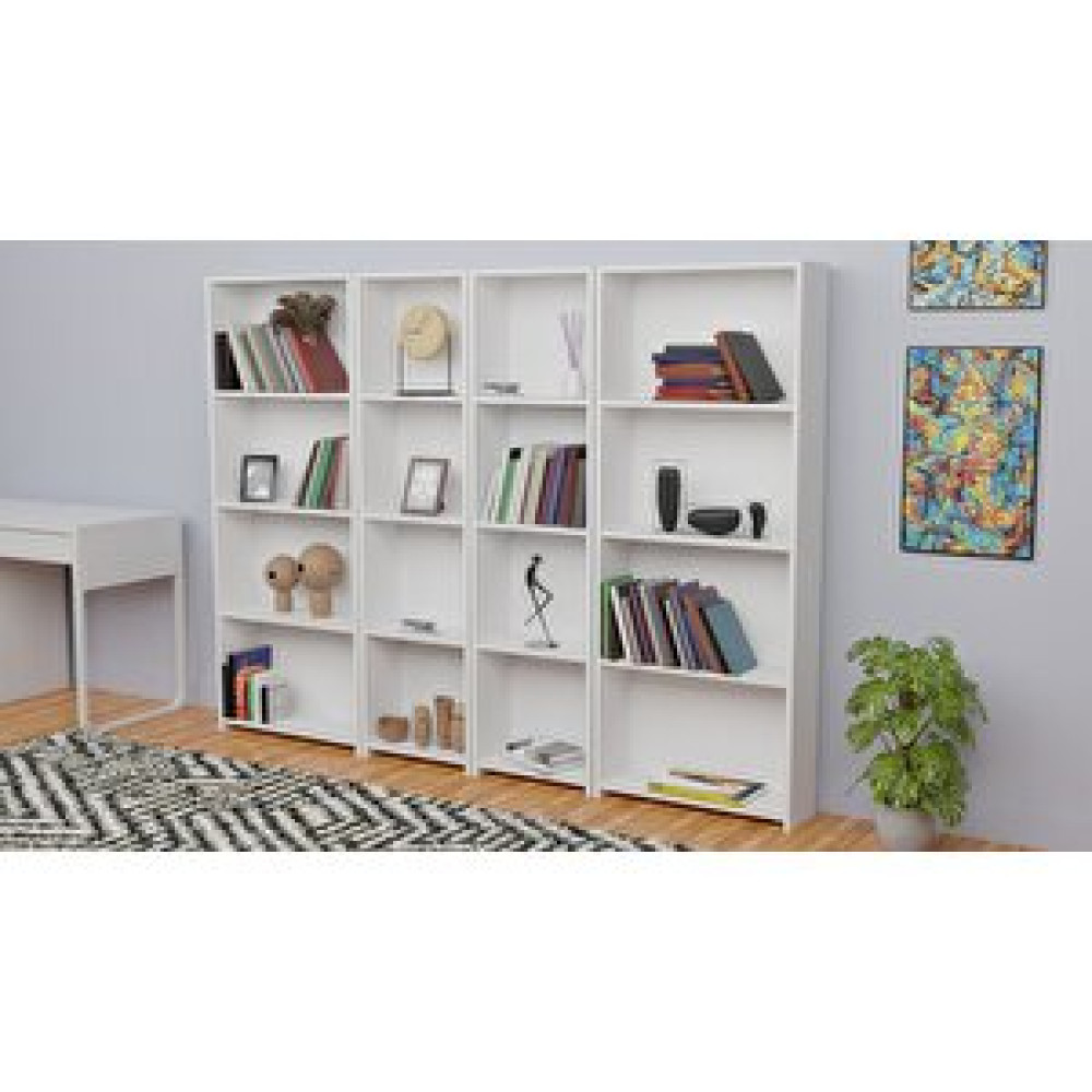 Furnature Design 5 Raflı Kitaplık Seti Arkalıklı 2 Dar 2 Geniş Raf Kütüphane 170 Cm Beyaz Kitaplık Fiyatı