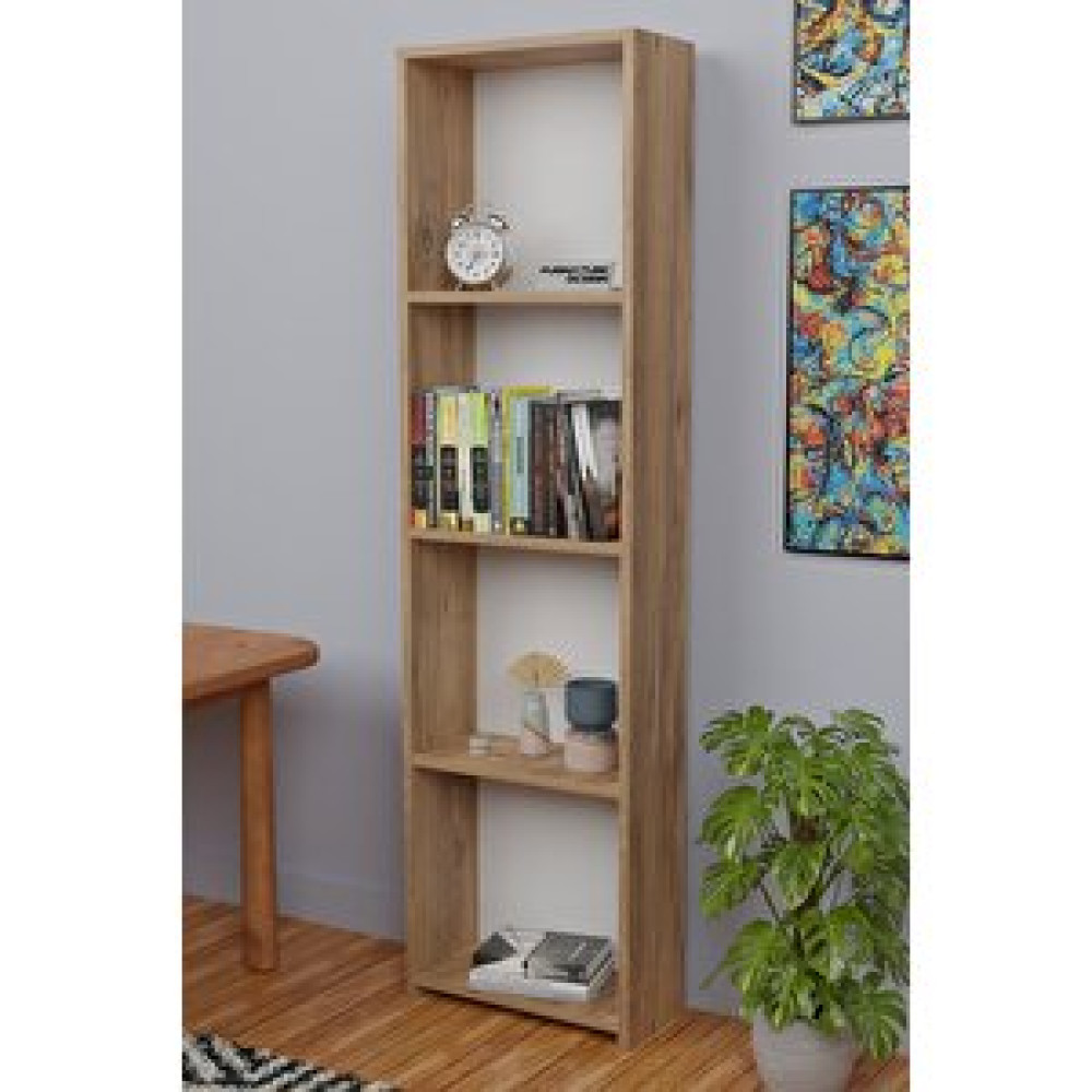 Furnature Design 5 Raflı Kitaplık Seti Arkalıklı Dar Raf Kütüphane 170 Cm Atlantik Çam Kitaplık Fiyatı