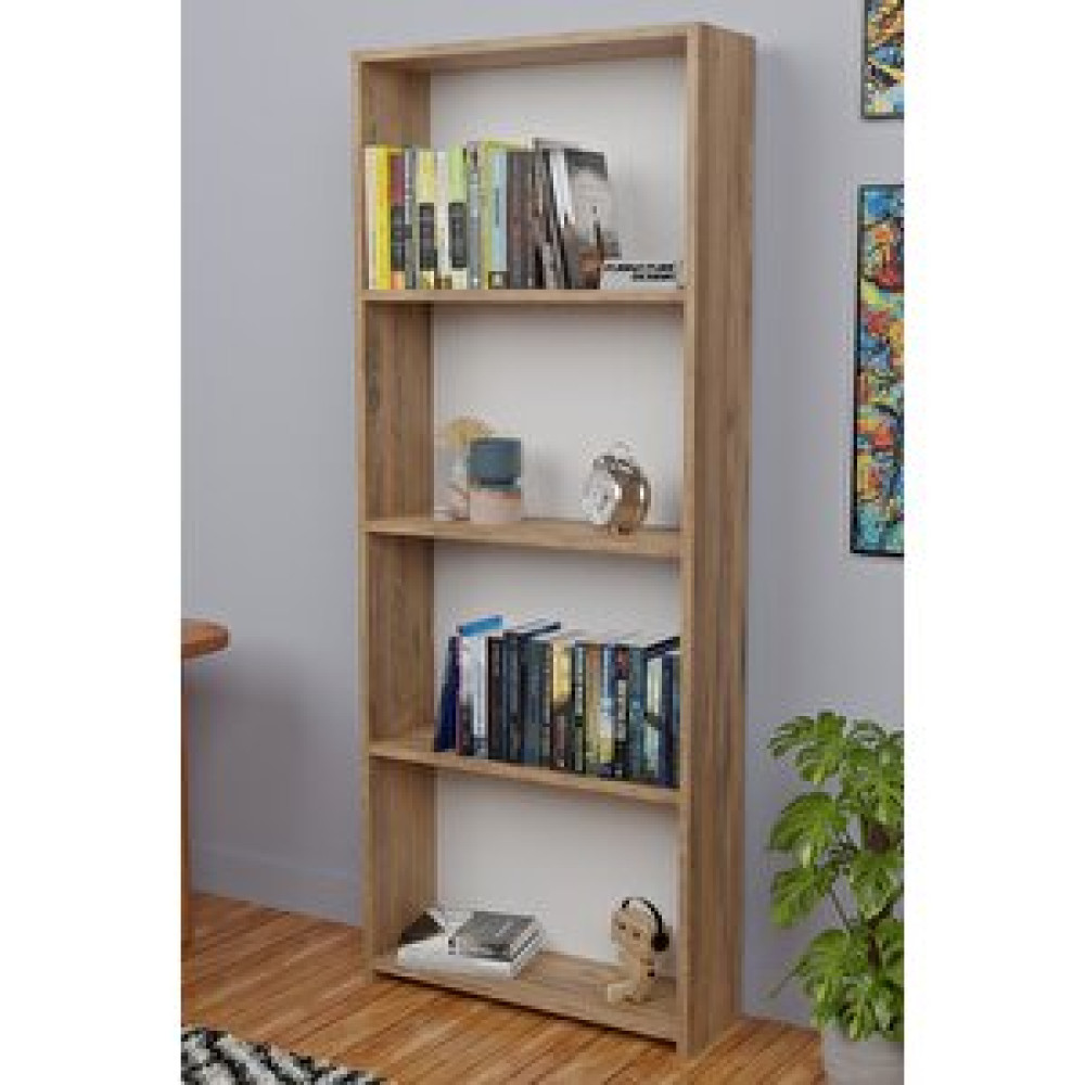 Furnature Design 5 Raflı Kitaplık Seti Arkalıklı Geniş Raf Kütüphane 170 Cm Atlantik Çam Kitaplık Fiyatı