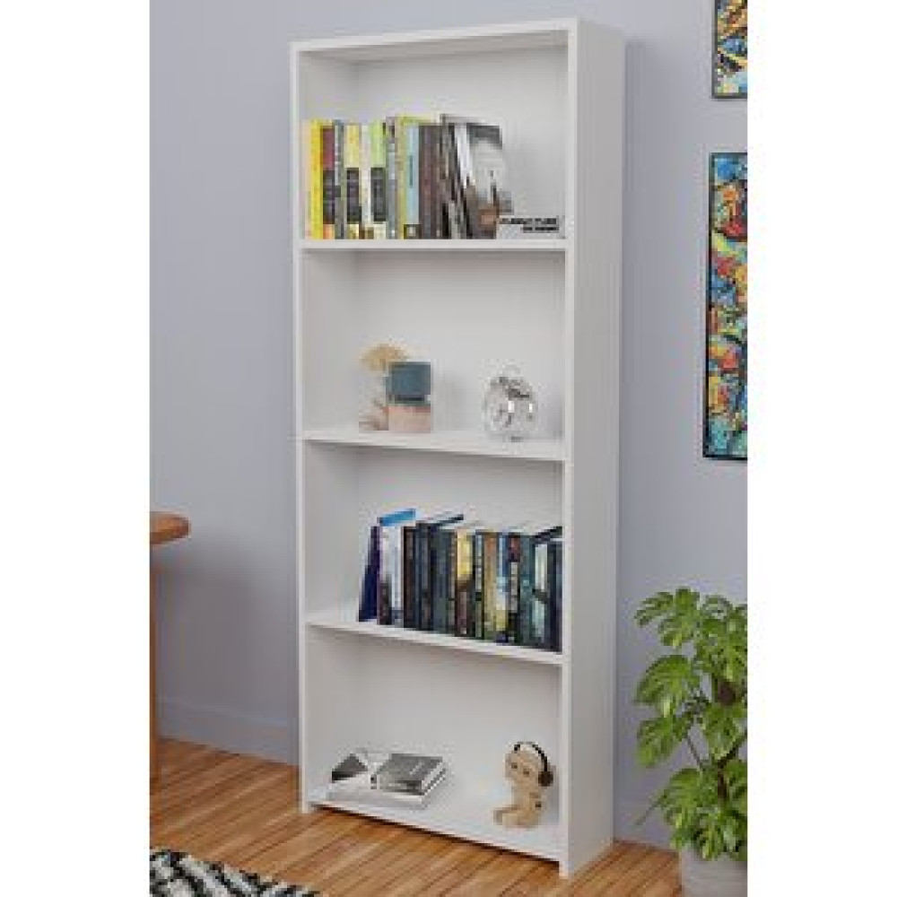 Furnature Design 5 Raflı Kitaplık Seti Arkalıklı Geniş Raf Kütüphane 170 Cm Beyaz Kitaplık Fiyatı