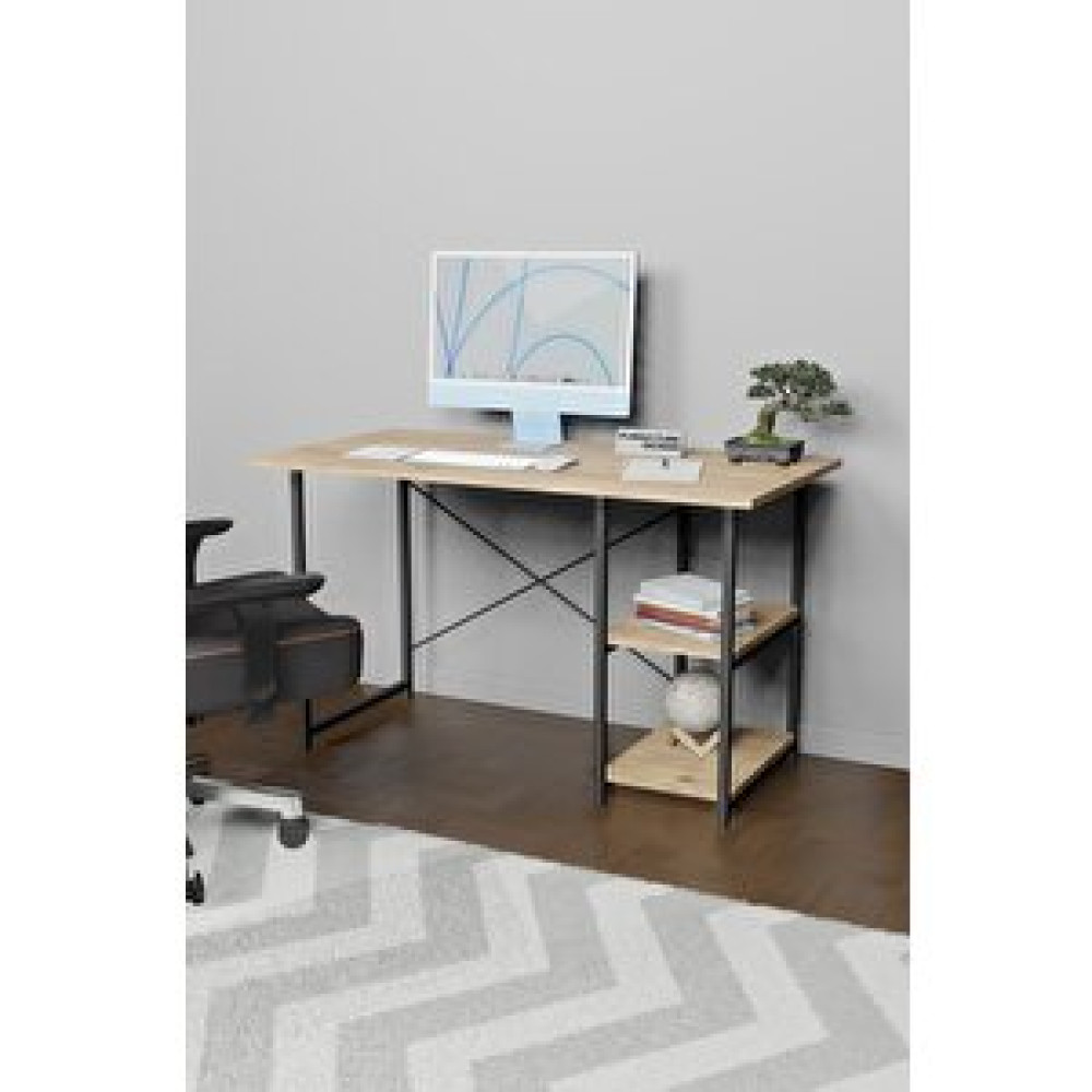 Furnature Design 60x120 Çalışma Masası 2 Raflı Atlantik Çam Bilgisayar Masası Fiyatı