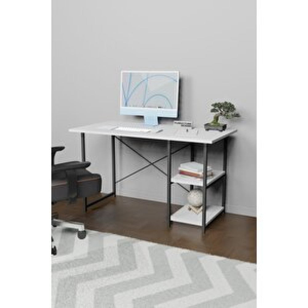 Furnature Design 60x120 Çalışma Masası 2 Raflı Beyaz Bilgisayar Masası Fiyatı