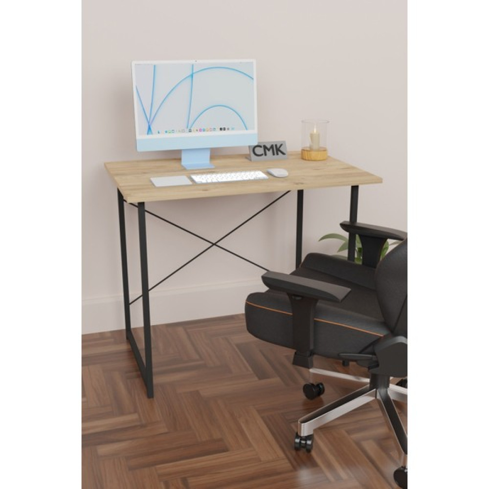 Furnature Design 60X90 Çalışma Masası Metal Ayaklı Ders Çalışma Ofis Masası Atlantik Çam - 60x90x68 cm Çalışma Masası Fiyatı