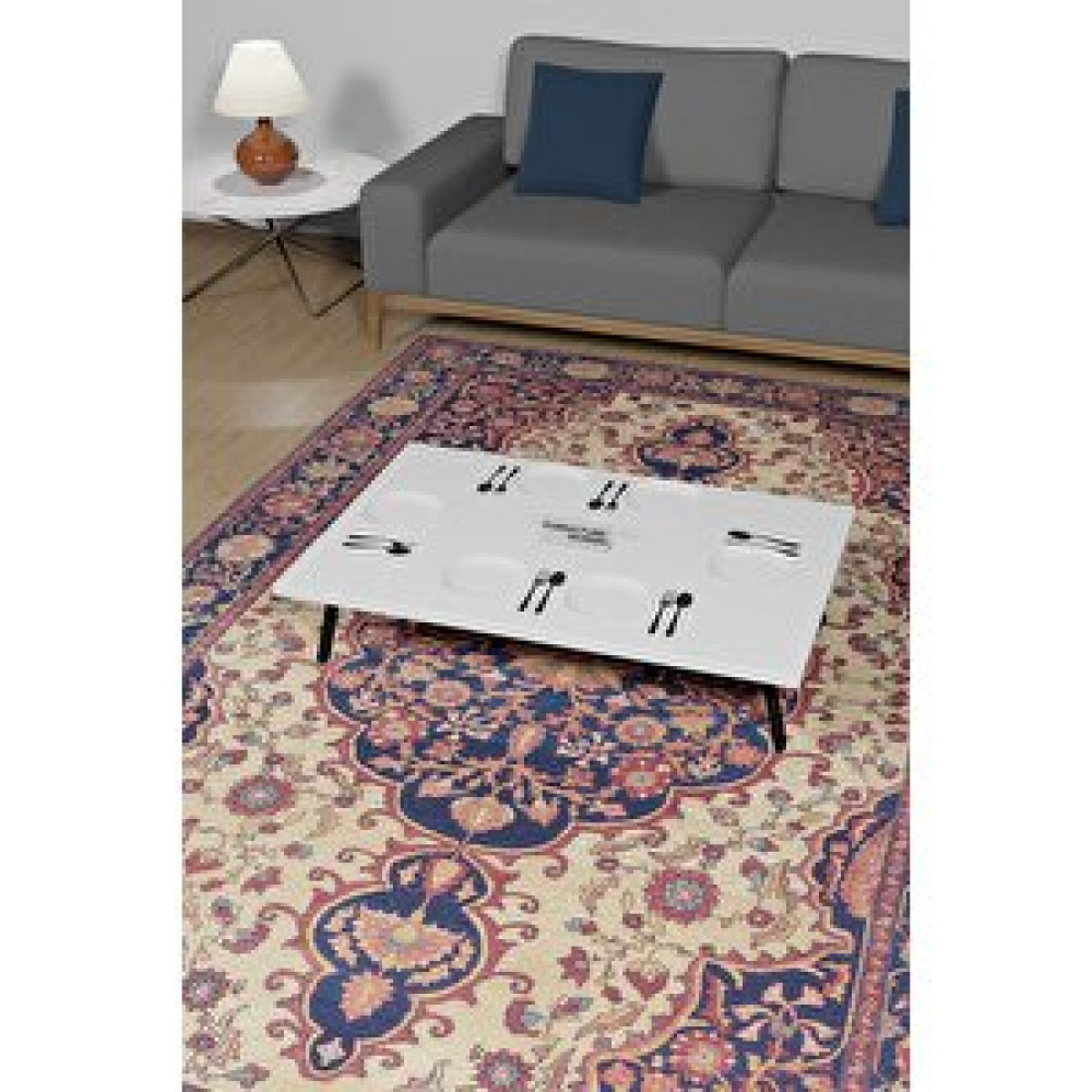 Furnature Design 60x90 Yer Sofrası Beyaz Masa - Sandalye Seti / Takımı Fiyatı