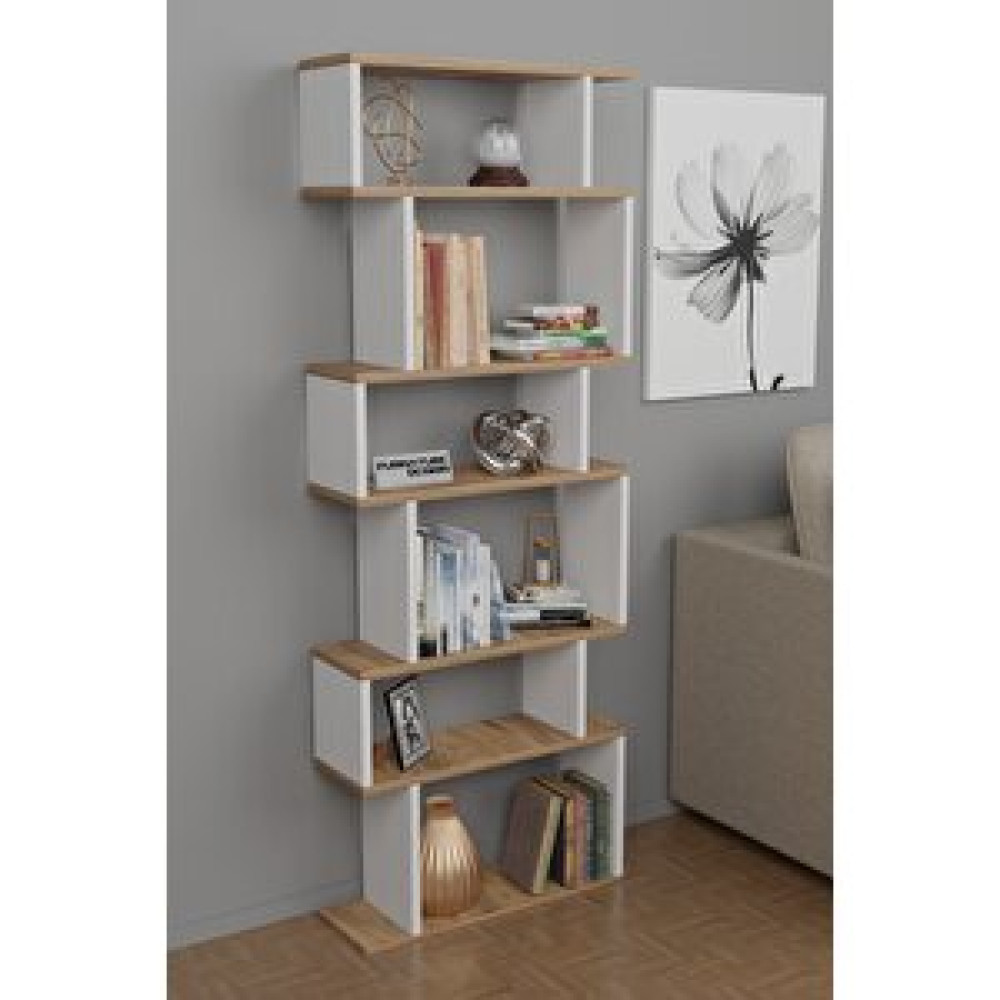 Furnature Design Dekoratif Kitaplık 7 Raflı Kütüphane Raf Ünitesi Beyaz - Atlantik Çam Kitaplık Fiyatı