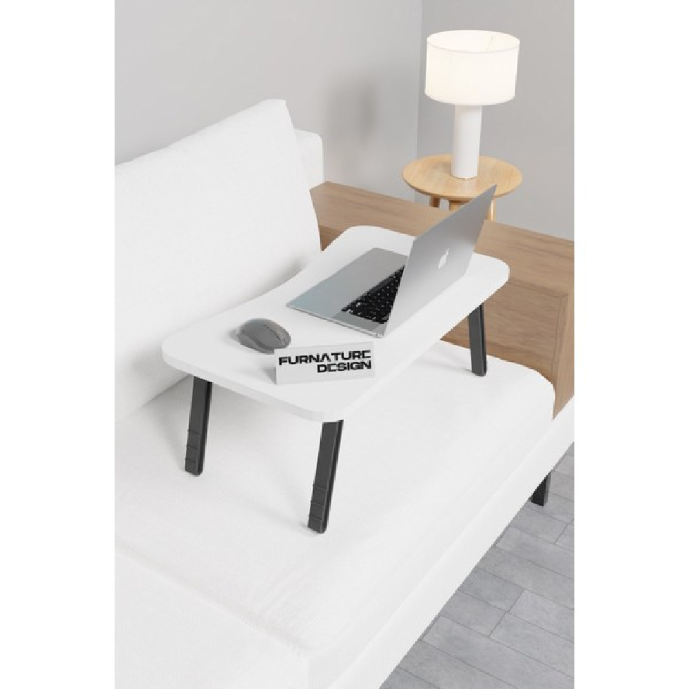 Furnature Design Katlanır Laptop Masası Sehpası Çalışma Yatak Kahvaltı Masası 60X35 cm Beyaz Çalışma Masası Fiyatı