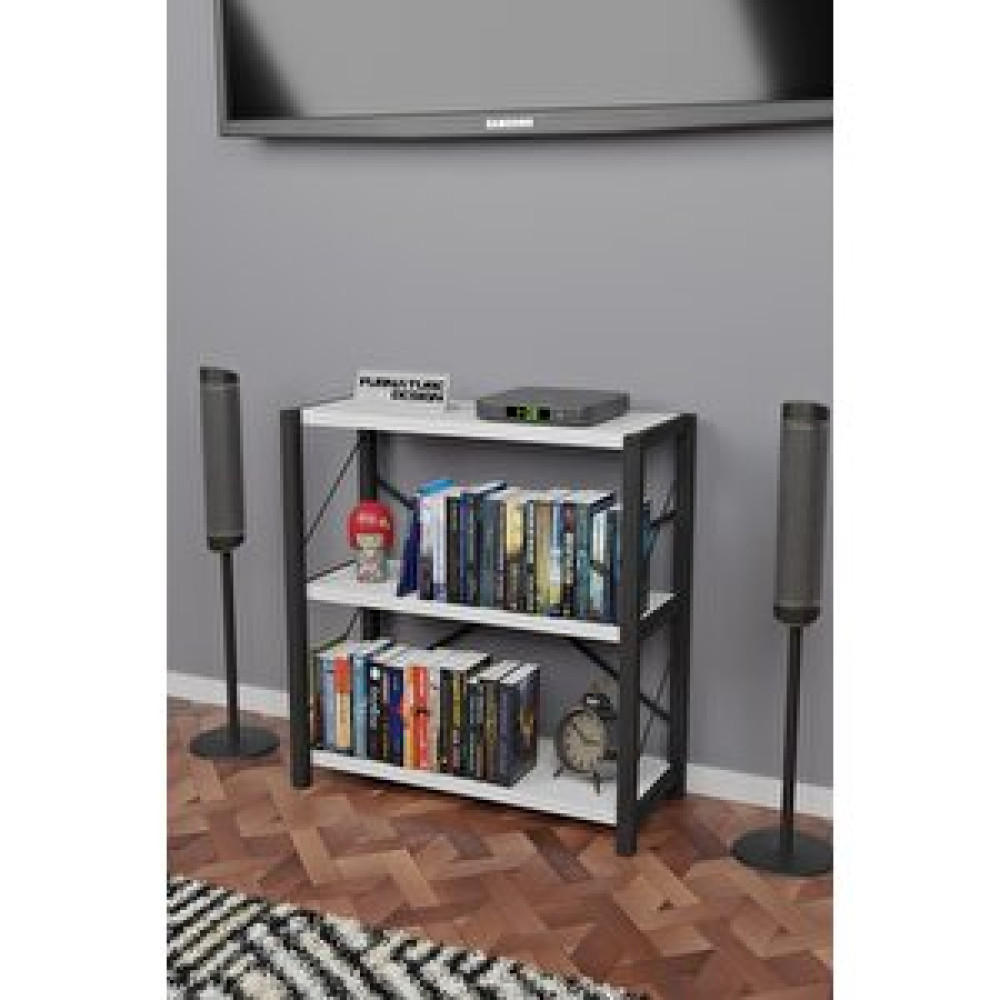 Furnature Design Metal Kitaplık 3 Raflı Dekoratif Kitaplık Tv Ünitesi Raf Beyaz Kitaplık Fiyatı
