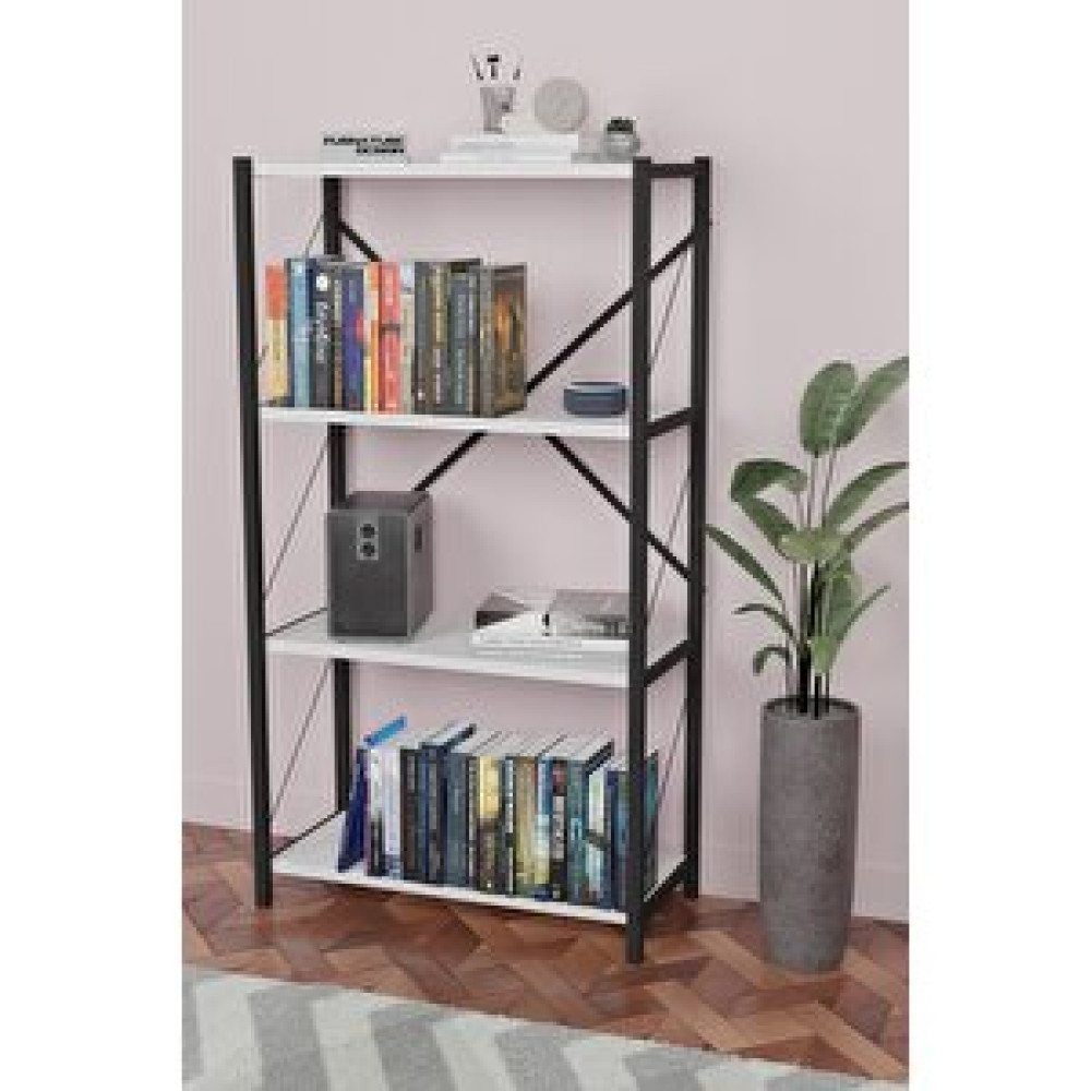 Furnature Design Metal Kitaplık 4 Raflı Beyaz Kitaplık Fiyatı