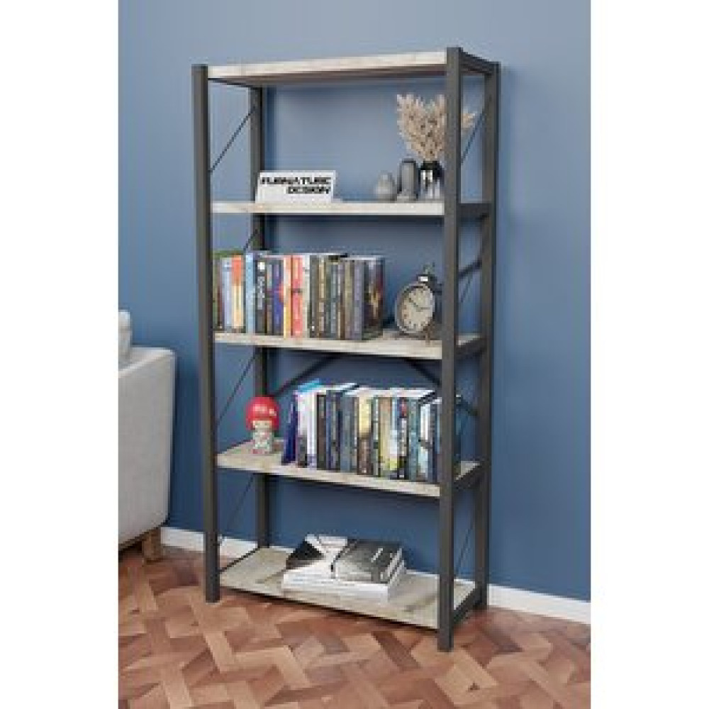 Furnature Design Metal Kitaplık 5 Raflı Dekoratif Kitaplık Efes Kitaplık Fiyatı