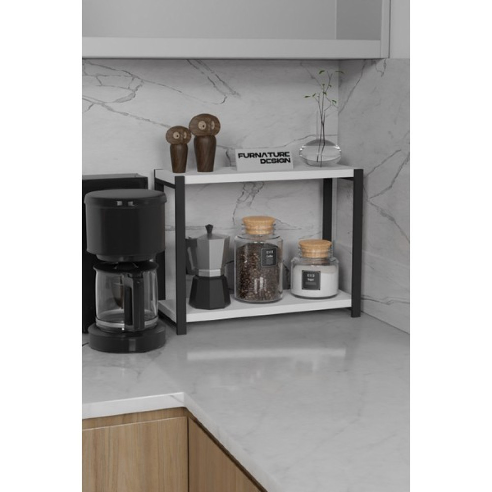 Furnature Design Metal Mutfak Tezgah Üstü Organizer 2 Yüksek Raflı Banyo Mutfak Düzenleyici Beyaz Duvar Rafı Fiyatı
