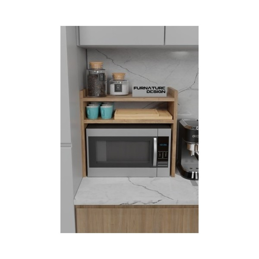 Furnature Design Tezgah Üstü Mikrodalga Fırın Rafı Mutfak Organizer Atlantik Çam Duvar Rafı Fiyatı