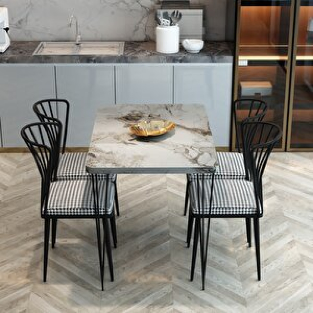 Furnature Design Yemek Masası Takımı 70x110 Piramit Ayaklı Yemek Masası + 4 Adet Sandalye - Efes Masa - Sandalye Seti / Takımı Fiyatı